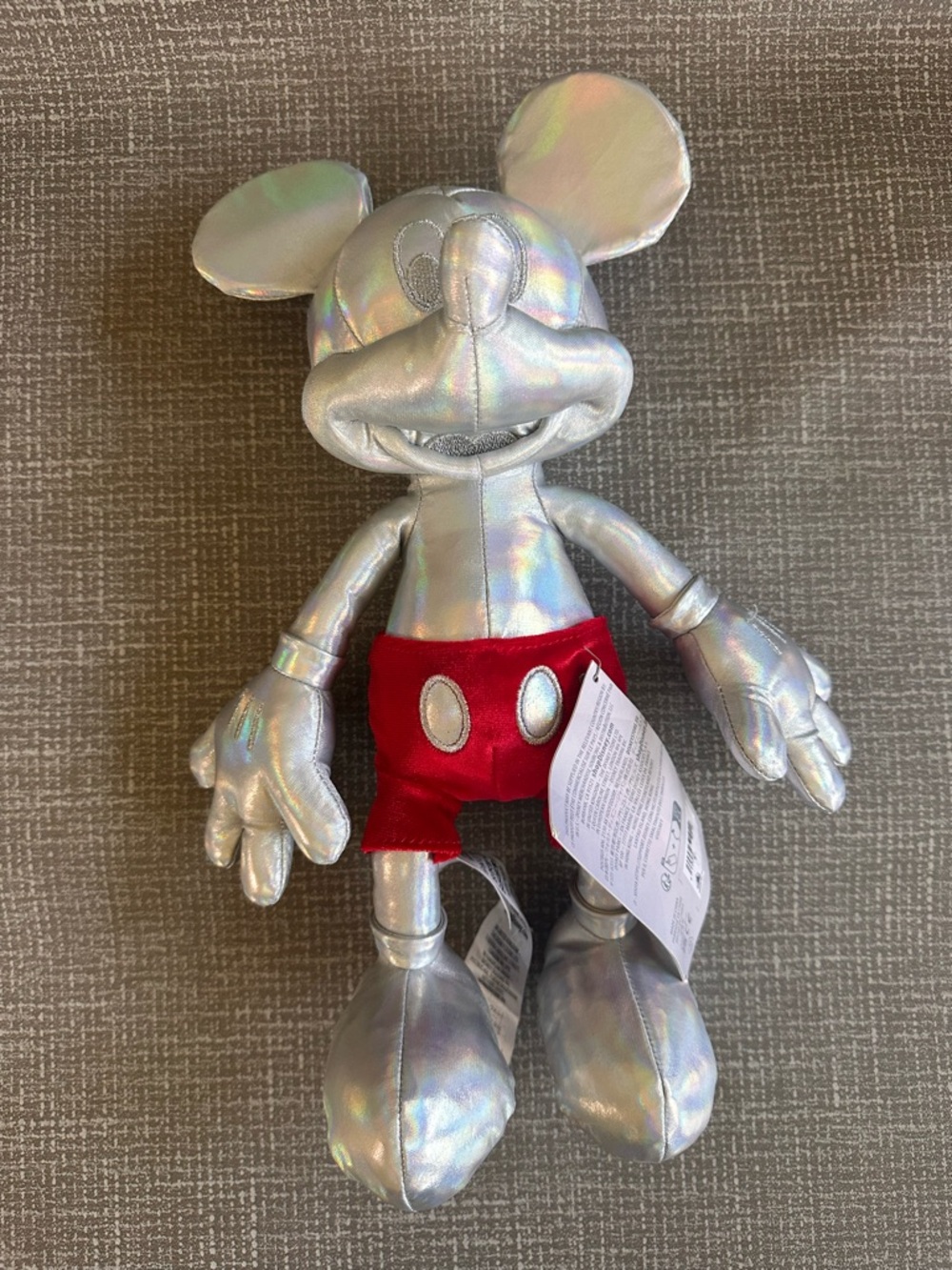 Disney100 Mickey Mouse Platinum Silver Iridescent Plush 14” Anniversary - Picture 2 of 11